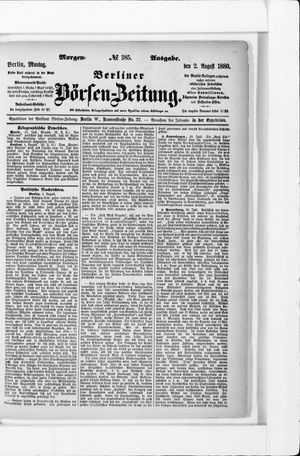 Berliner Börsen-Zeitung vom 02.08.1880