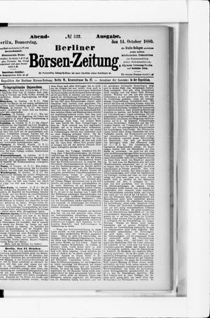 Berliner Börsen-Zeitung on Oct 14, 1880