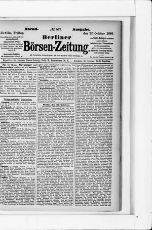 Berliner Börsen-Zeitung on Oct 22, 1880