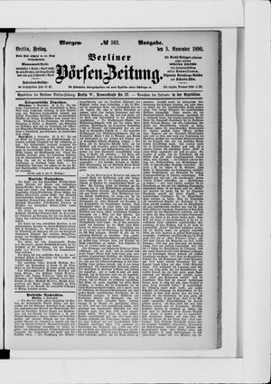 Berliner Börsen-Zeitung on Nov 5, 1880