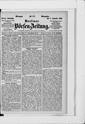 Berliner Börsen-Zeitung vom 11.11.1880