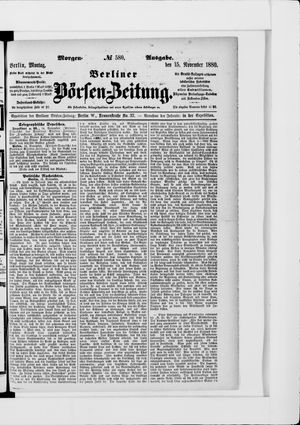 Berliner Börsen-Zeitung vom 15.11.1880