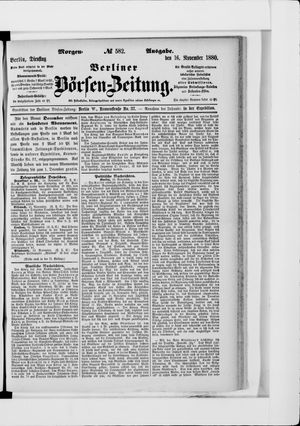 Berliner Börsen-Zeitung vom 16.11.1880