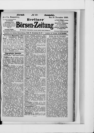 Berliner Börsen-Zeitung on Nov 18, 1880