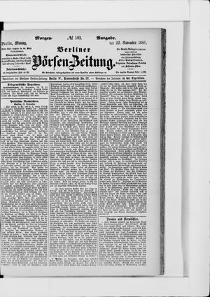 Berliner Börsen-Zeitung vom 22.11.1880
