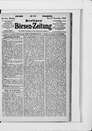 Berliner Börsen-Zeitung vom 22.11.1880