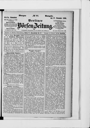 Berliner Börsen-Zeitung vom 27.11.1880