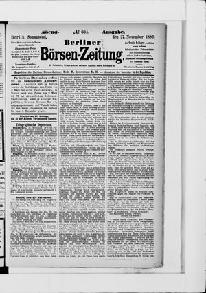 Berliner Börsen-Zeitung vom 27.11.1880