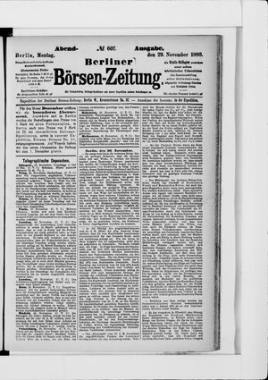 Berliner Börsen-Zeitung vom 29.11.1880
