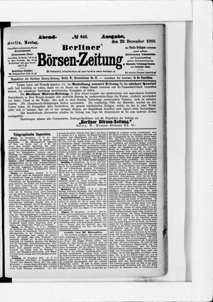 Berliner Börsen-Zeitung vom 20.12.1880