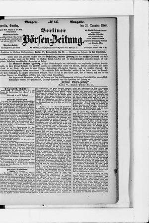Berliner Börsen-Zeitung on Dec 21, 1880