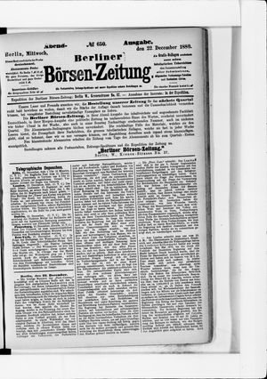 Berliner Börsen-Zeitung vom 22.12.1880