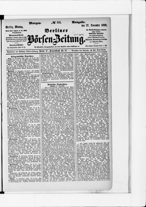 Berliner Börsen-Zeitung vom 27.12.1880