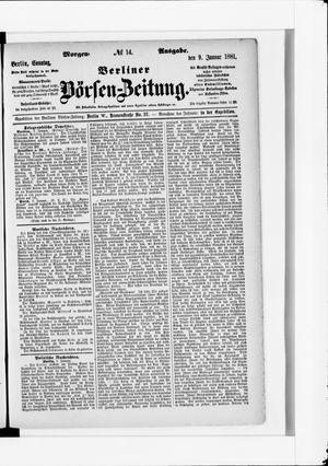 Berliner Börsen-Zeitung vom 09.01.1881