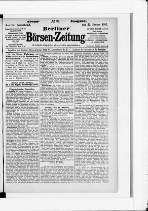 Berliner Börsen-Zeitung on Jan 22, 1881