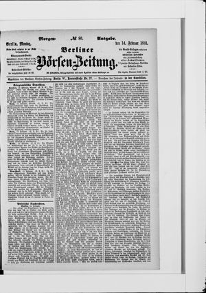 Berliner Börsen-Zeitung vom 14.02.1881