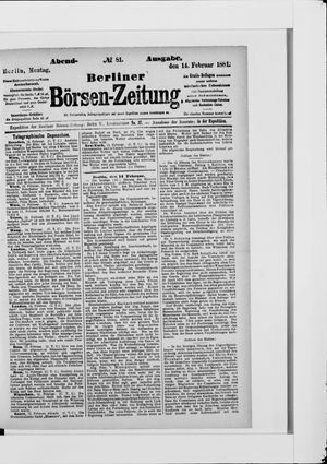 Berliner Börsen-Zeitung vom 14.02.1881