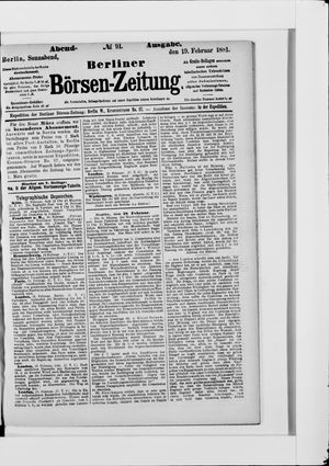 Berliner Börsen-Zeitung on Feb 19, 1881