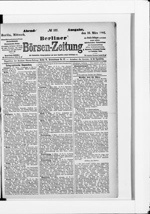 Berliner Börsen-Zeitung vom 16.03.1881