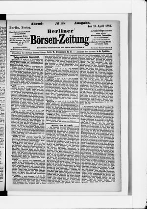 Berliner Börsen-Zeitung vom 11.04.1881