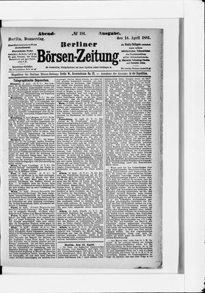 Berliner Börsen-Zeitung on Apr 14, 1881