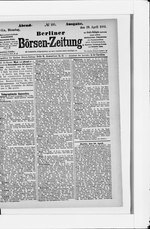 Berliner Börsen-Zeitung vom 19.04.1881