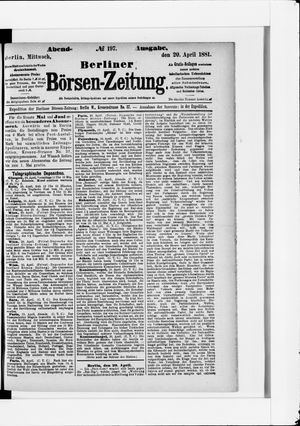 Berliner Börsen-Zeitung vom 20.04.1881