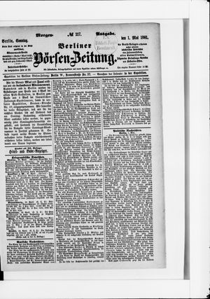 Berliner Börsen-Zeitung on May 1, 1881