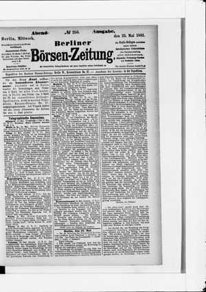 Berliner Börsen-Zeitung vom 25.05.1881