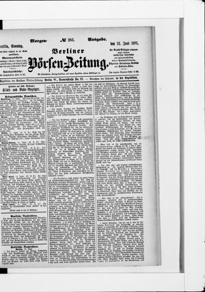 Berliner Börsen-Zeitung vom 12.06.1881