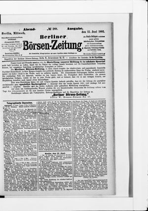 Berliner Börsen-Zeitung vom 15.06.1881