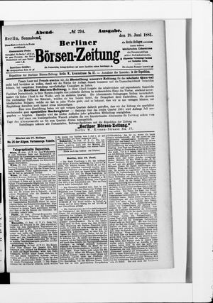 Berliner Börsen-Zeitung vom 18.06.1881