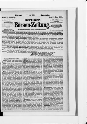 Berliner Börsen-Zeitung vom 21.06.1881