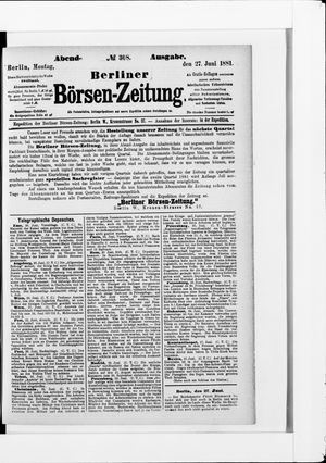 Berliner Börsen-Zeitung vom 27.06.1881