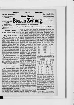 Berliner Börsen-Zeitung vom 09.07.1881