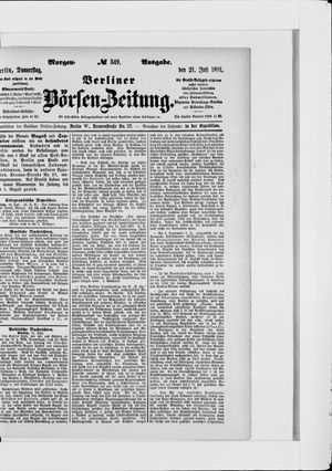 Berliner Börsen-Zeitung vom 21.07.1881