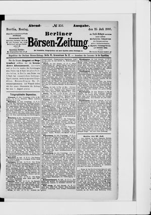Berliner Börsen-Zeitung vom 25.07.1881