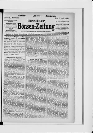 Berliner Börsen-Zeitung vom 27.07.1881