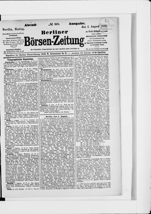 Berliner Börsen-Zeitung vom 01.08.1881
