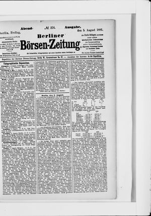 Berliner Börsen-Zeitung vom 05.08.1881