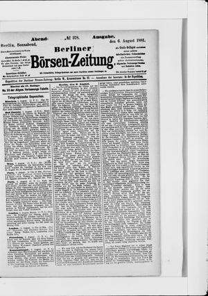 Berliner Börsen-Zeitung vom 06.08.1881