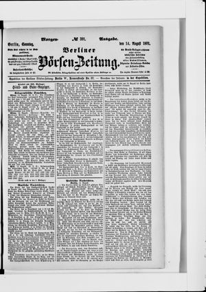 Berliner Börsen-Zeitung vom 14.08.1881