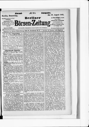 Berliner Börsen-Zeitung vom 18.08.1881