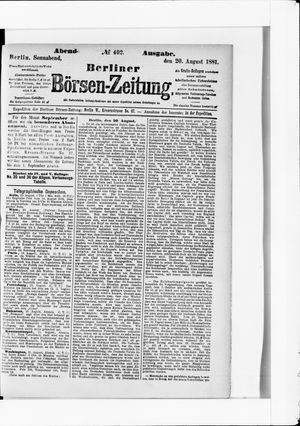 Berliner Börsen-Zeitung vom 20.08.1881