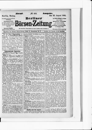 Berliner Börsen-Zeitung vom 22.08.1881