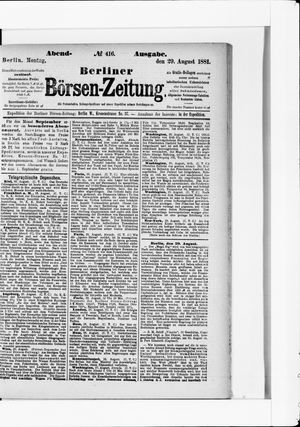 Berliner Börsen-Zeitung vom 29.08.1881