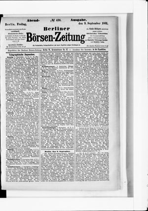 Berliner Börsen-Zeitung vom 09.09.1881