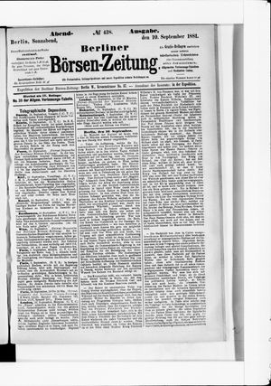 Berliner Börsen-Zeitung vom 10.09.1881