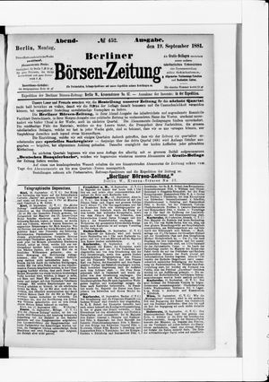 Berliner Börsen-Zeitung vom 19.09.1881