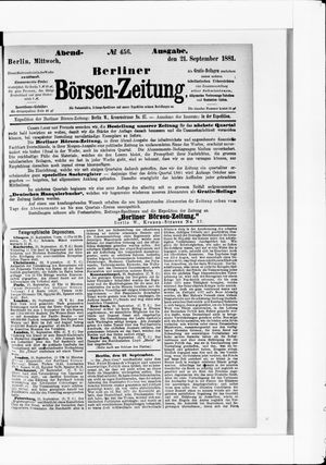 Berliner Börsen-Zeitung vom 21.09.1881